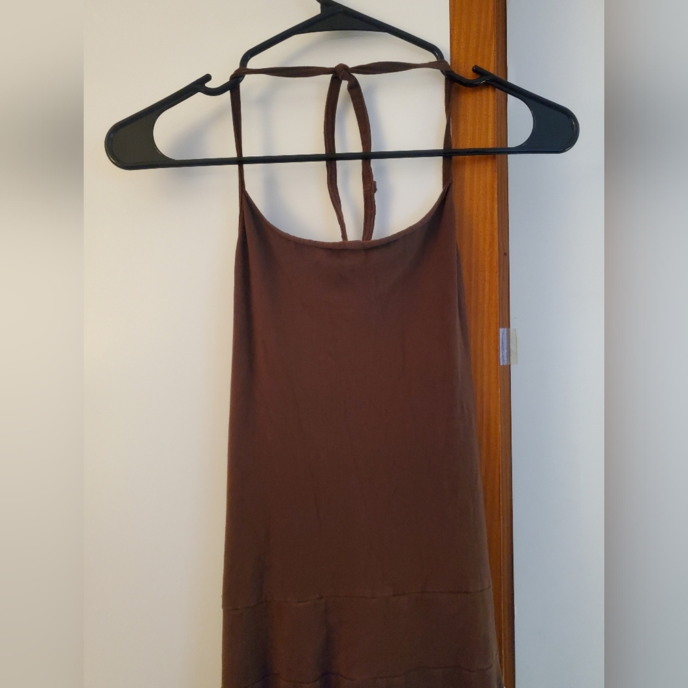 Zhen Nymph Tamesis River Goddess Brown Backless Halter Dress - Picture 5 of 9